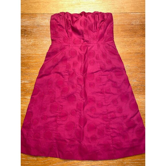 Strapless Fuchsia Polka Dot Dress - Picture 1 of 5